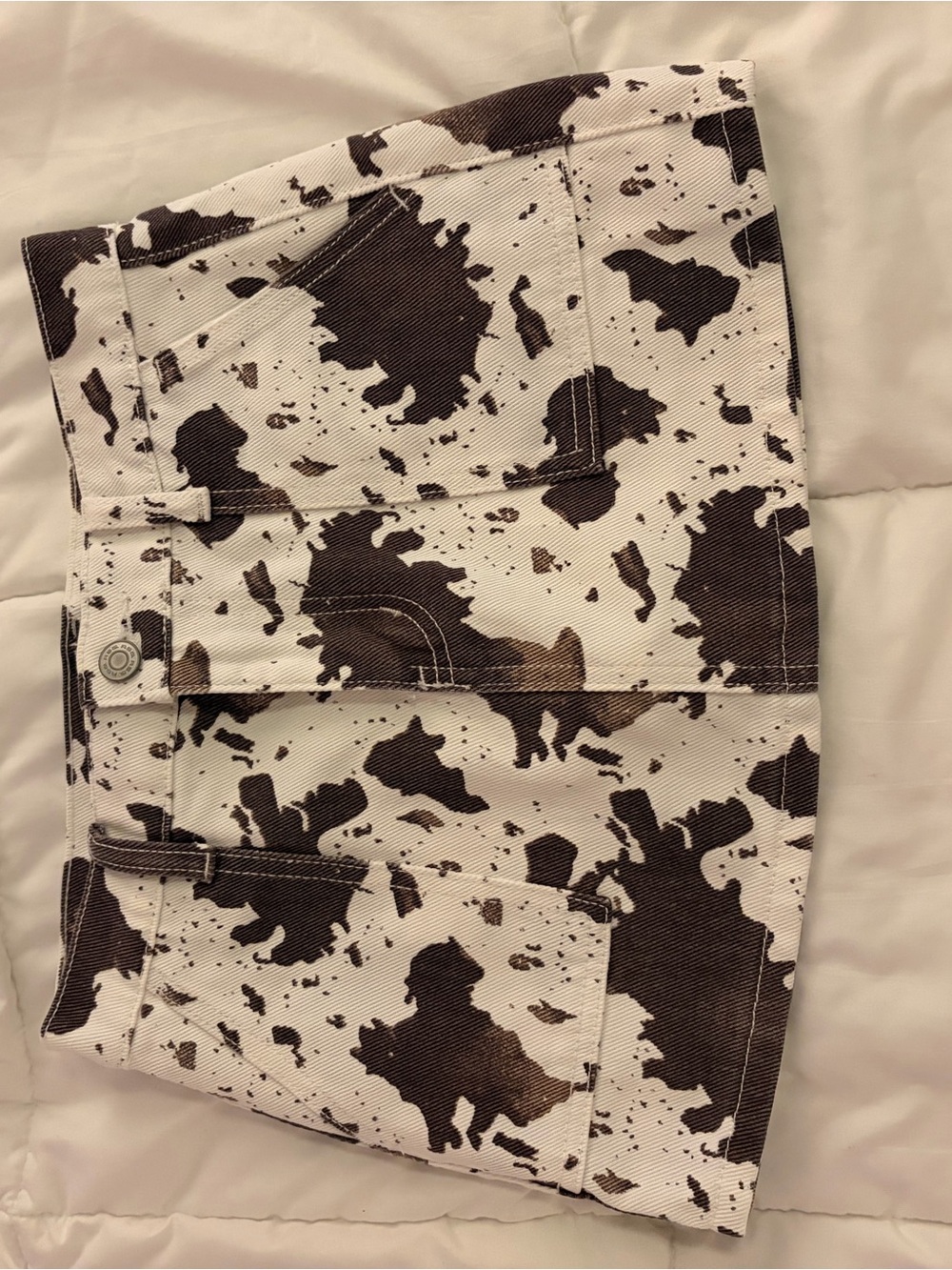 RSQ Cow Print Girl’s Jean Skort in White and Brown